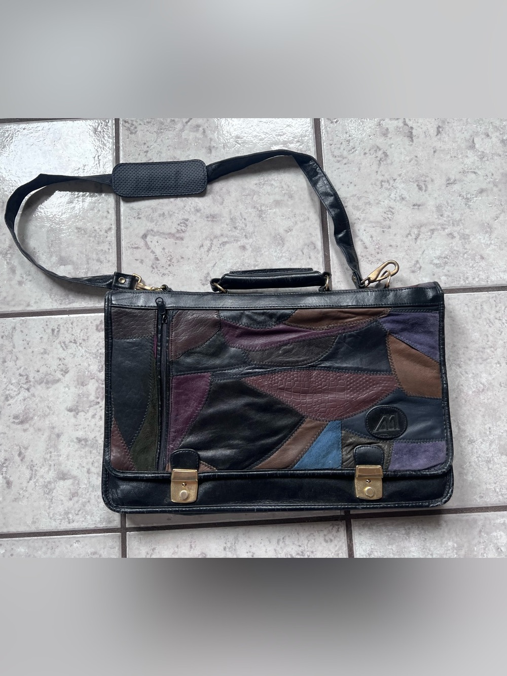 Vintage Patchwork Leather Briefcase